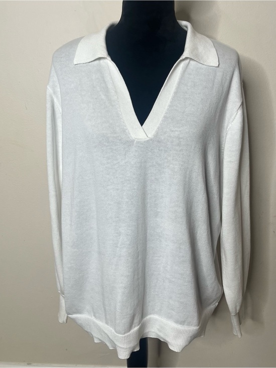 Vince Camuto Sweaters - Vince Camuto Whiye V-Neck Polo Collar Women's Pullover Knit Sweater Sz L